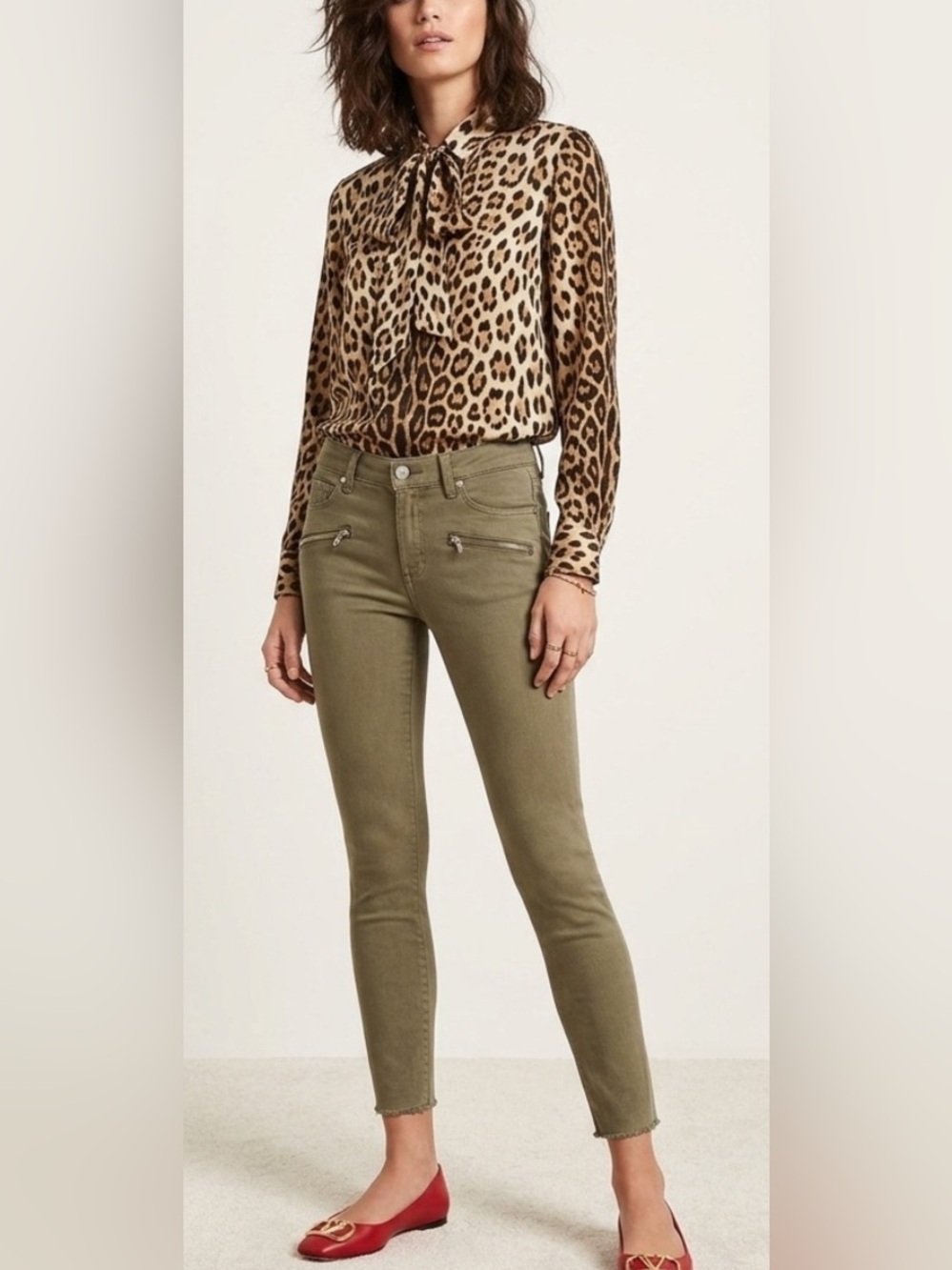 PAIGE INDIO ZIP Women's Cavalry Olive Green Skinny Jeans Size 31